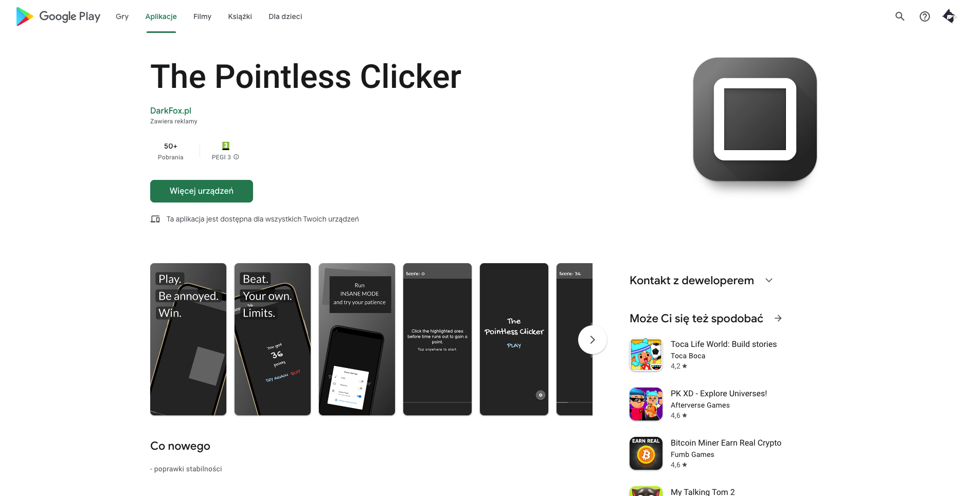Gra na Androida - The Pointless Clicker
